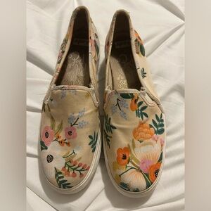 Keds Floral Canvas Slip-On Sneakers - Cream and Multicolor